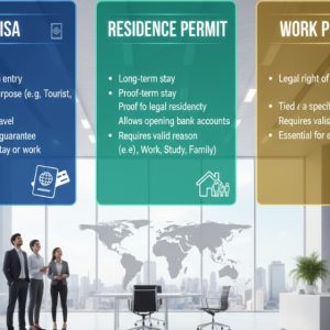 Difference Between a Visa, a Residence Permit, and a Work Permit